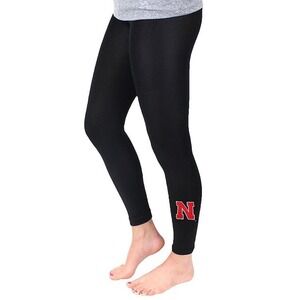 NEW Nebraska Huskers Women ZooZatz Black Seamless Fleece Legging S/M Embroidered
